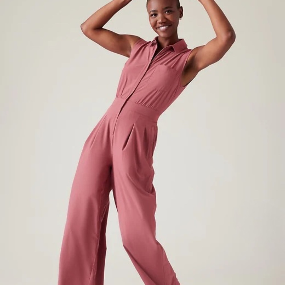 Athleta Brooklyn Heights Wide Leg Jumpsuit in Dusty Rose 6